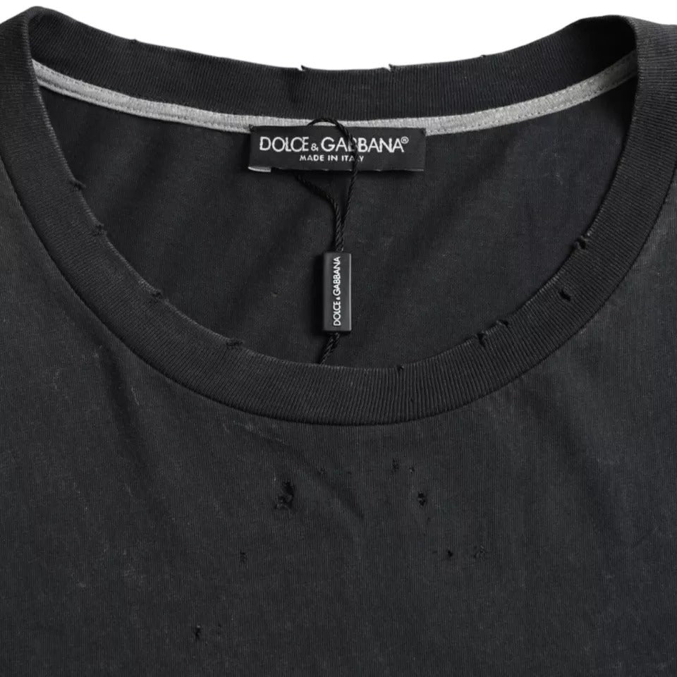 Dolce & Gabbana Black Graphic Printed Cotton Short Sleeves T-shirt by Dolce & Gabbana