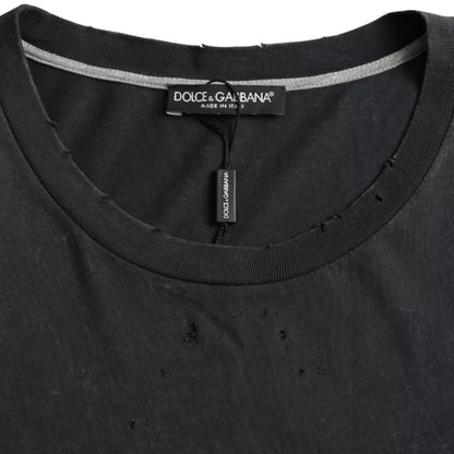 Dolce & Gabbana Black Graphic Printed Cotton Short Sleeves T-shirt by Dolce & Gabbana