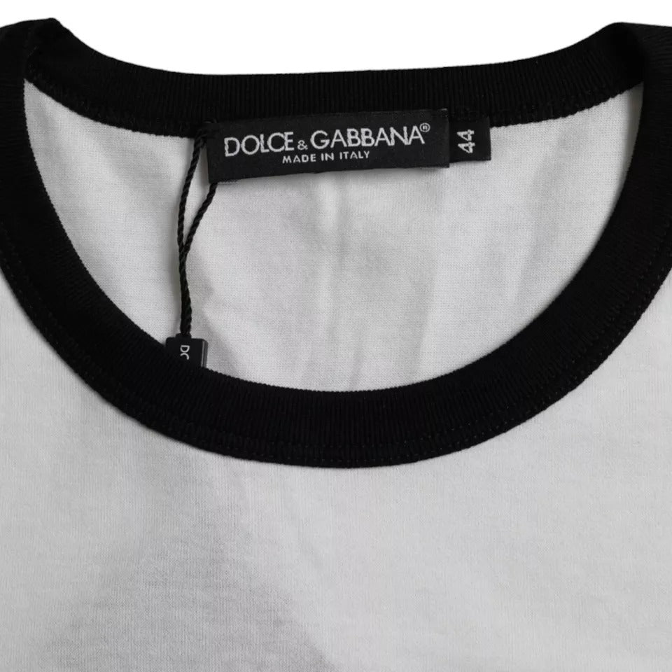 Dolce & Gabbana Black White Jazz Print Cotton Short Sleeves T-shirt by Dolce & Gabbana
