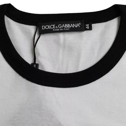 Dolce & Gabbana Black White Jazz Print Cotton Short Sleeves T-shirt by Dolce & Gabbana