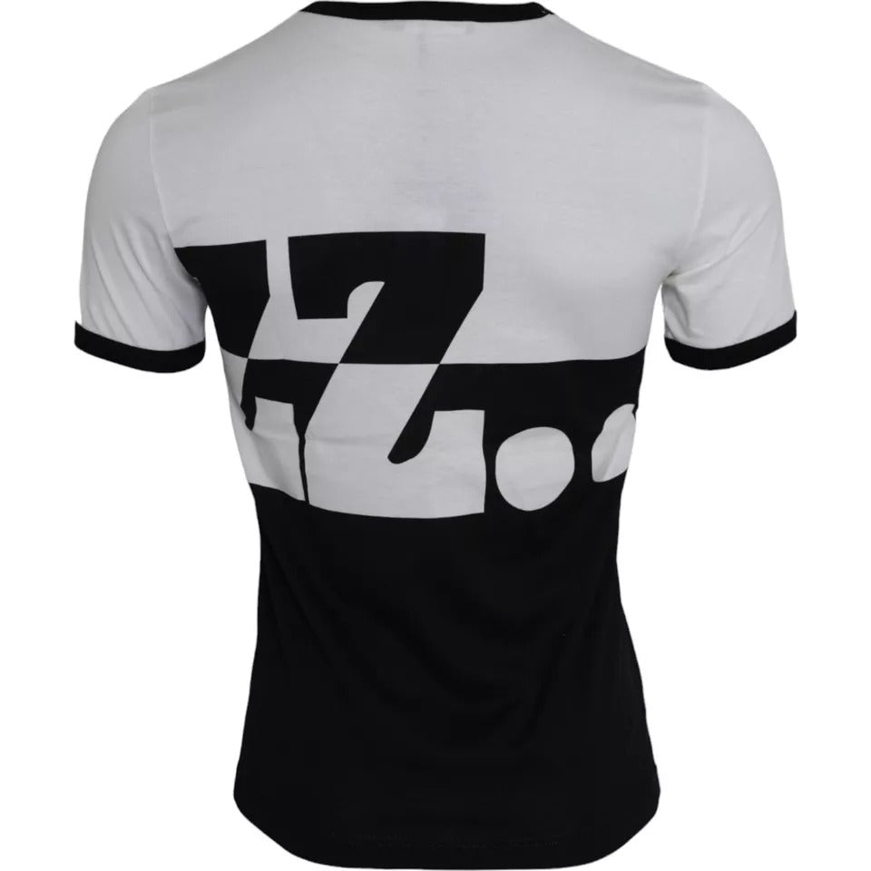 Dolce & Gabbana Black White Jazz Print Cotton Short Sleeves T-shirt by Dolce & Gabbana