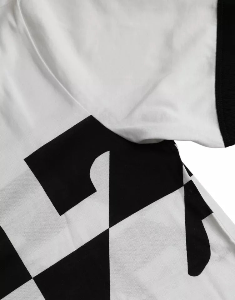 Dolce & Gabbana Black White Jazz Print Cotton Short Sleeves T-shirt by Dolce & Gabbana