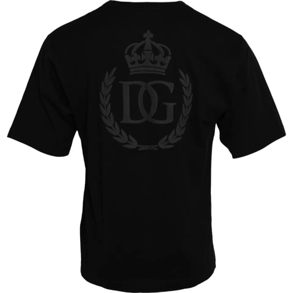 Dolce & Gabbana Black Logo Embossed Cotton Crew Neck T-shirt by Dolce & Gabbana