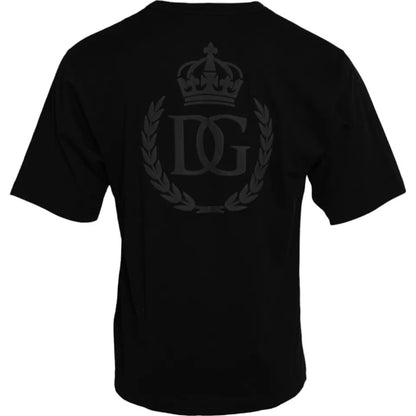 Dolce & Gabbana Black Logo Embossed Cotton Crew Neck T-shirt by Dolce & Gabbana