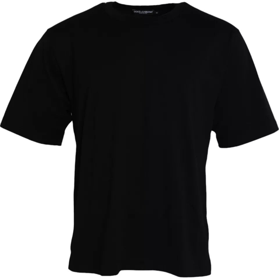 Dolce & Gabbana Black Logo Embossed Cotton Crew Neck T-shirt by Dolce & Gabbana