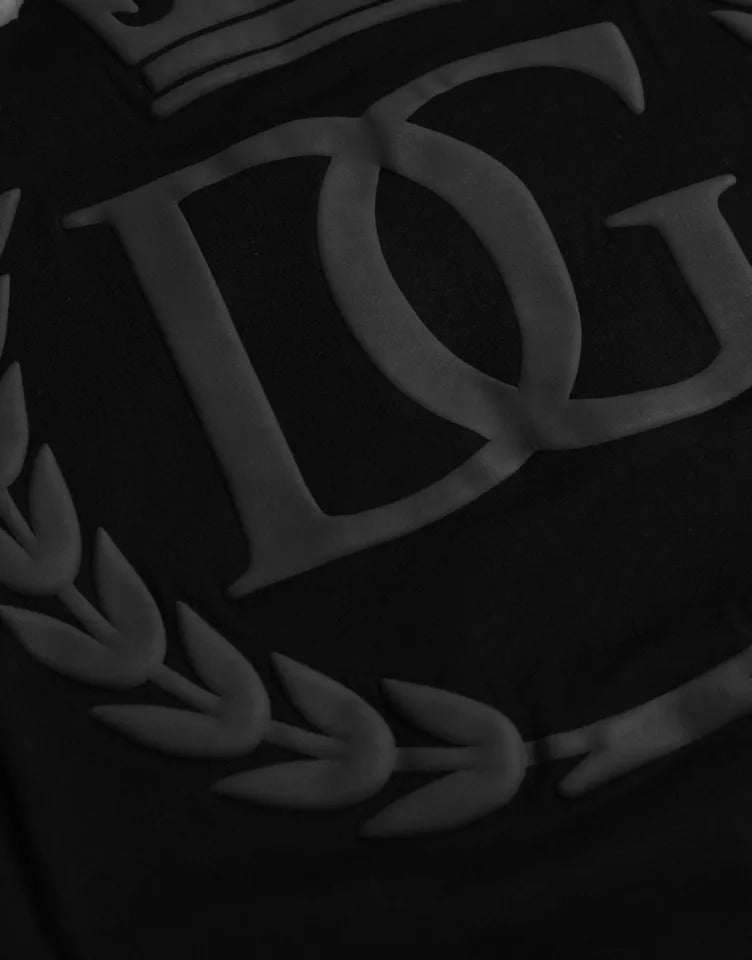 Dolce & Gabbana Black Logo Embossed Cotton Crew Neck T-shirt by Dolce & Gabbana