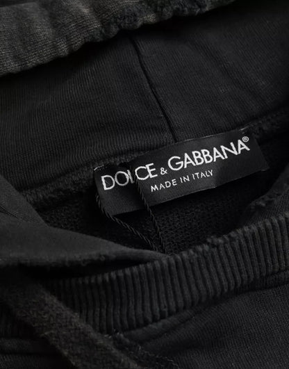Dolce & Gabbana Black Cotton Hooded Short Sleeves Cropped T-shirt by Dolce & Gabbana