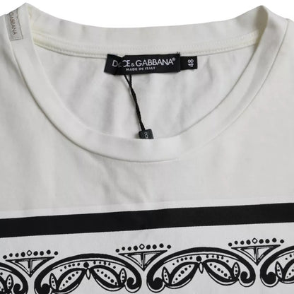 Dolce & Gabbana White Bandana Print Cotton Short Sleeves Men T-shirt by Dolce & Gabbana
