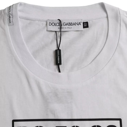Dolce & Gabbana White Logo Round Neck Short Sleeves T-shirt by Dolce & Gabbana