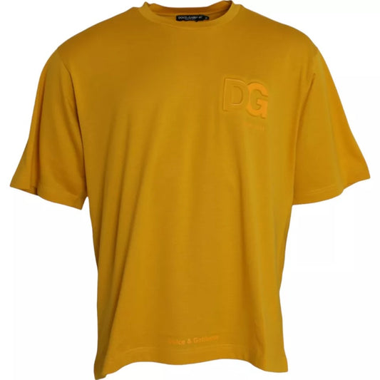 Dolce & Gabbana Dark Yellow Logo Cotton Round Neck T-shirt by Dolce & Gabbana