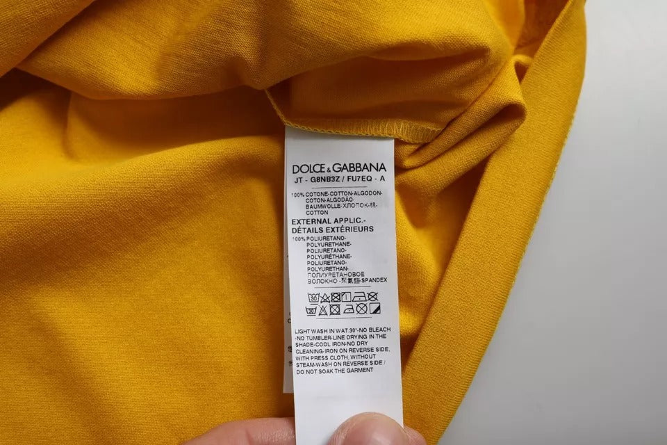 Dolce & Gabbana Dark Yellow Logo Cotton Round Neck T-shirt by Dolce & Gabbana