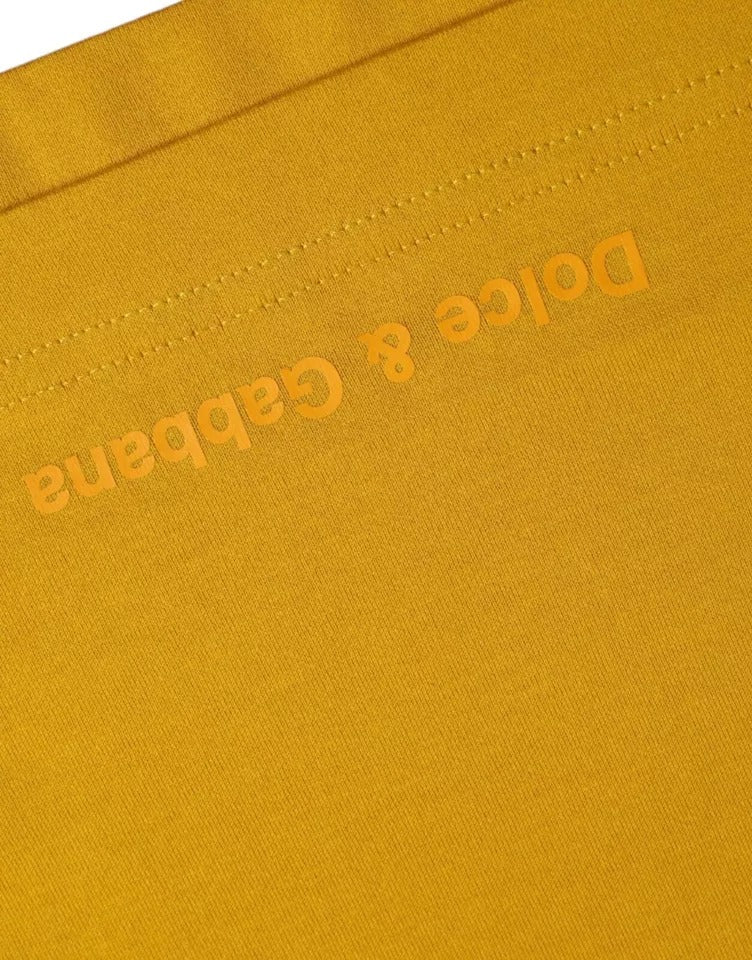Dolce & Gabbana Dark Yellow Logo Cotton Round Neck T-shirt by Dolce & Gabbana