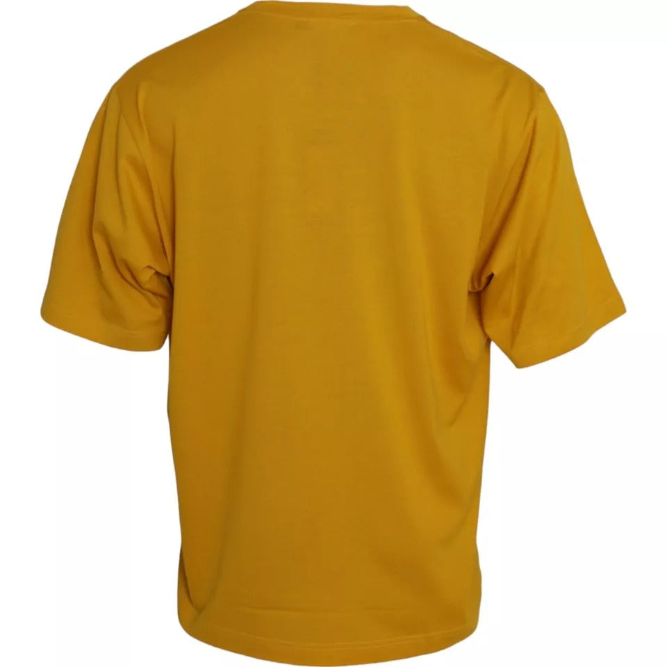 Dolce & Gabbana Dark Yellow Logo Cotton Round Neck T-shirt by Dolce & Gabbana