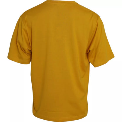 Dolce & Gabbana Dark Yellow Logo Cotton Round Neck T-shirt by Dolce & Gabbana