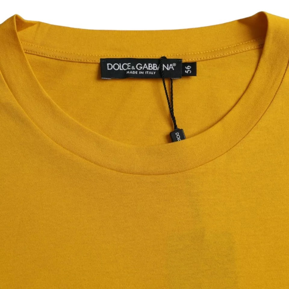 Dolce & Gabbana Dark Yellow Logo Cotton Round Neck T-shirt by Dolce & Gabbana