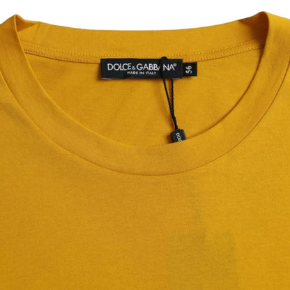 Dolce & Gabbana Dark Yellow Logo Cotton Round Neck T-shirt by Dolce & Gabbana