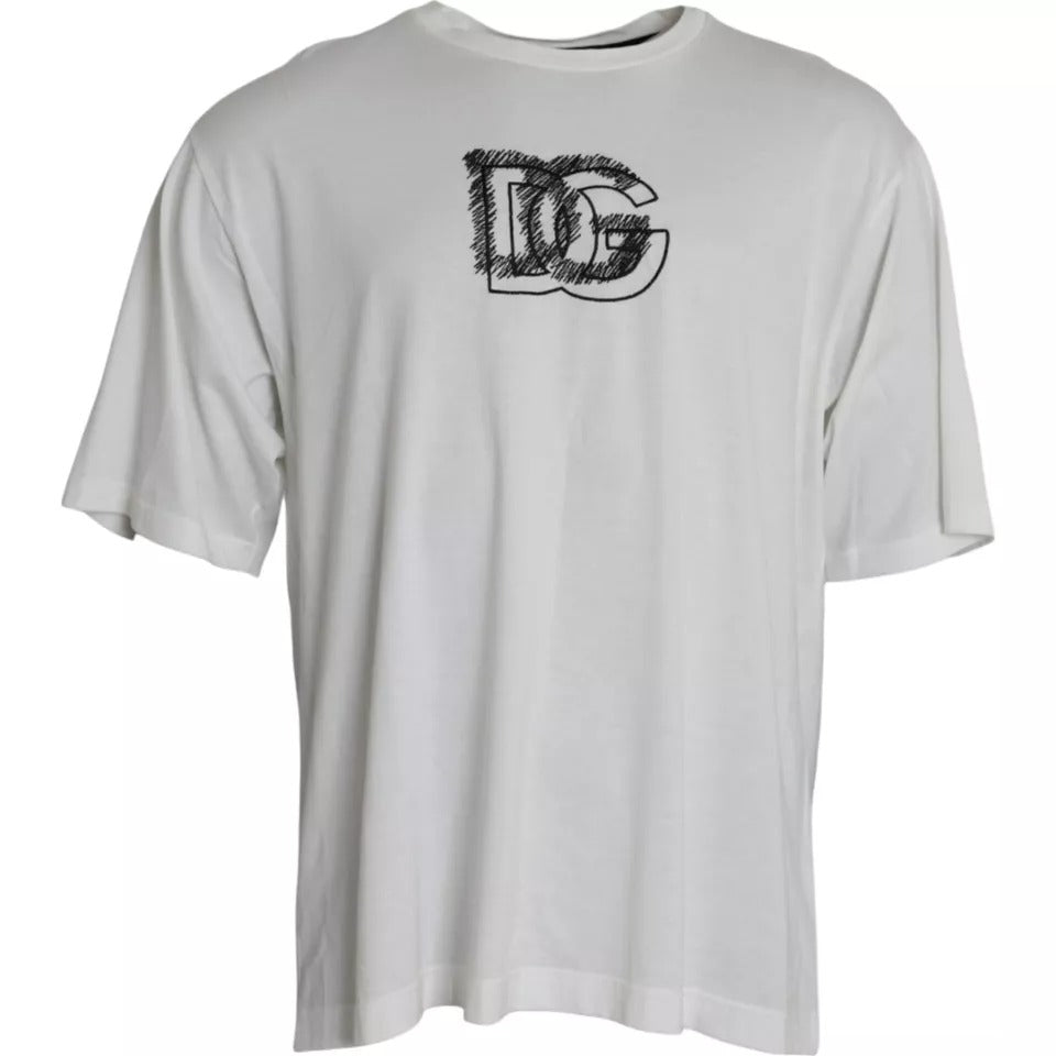 Dolce & Gabbana White Logo Round Neck Short Sleeves T-shirt by Dolce & Gabbana