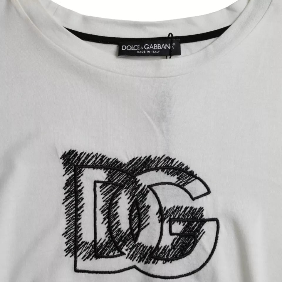 Dolce & Gabbana White Logo Round Neck Short Sleeves T-shirt by Dolce & Gabbana