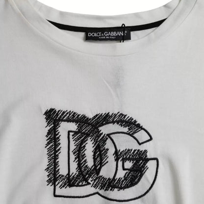 Dolce & Gabbana White Logo Round Neck Short Sleeves T-shirt by Dolce & Gabbana