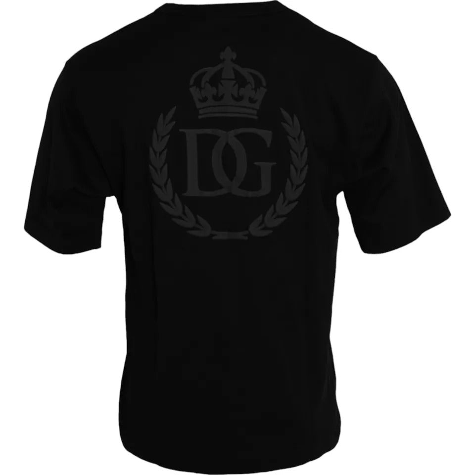 Dolce & Gabbana Black Logo Embossed Cotton Crew Neck T-shirt by Dolce & Gabbana