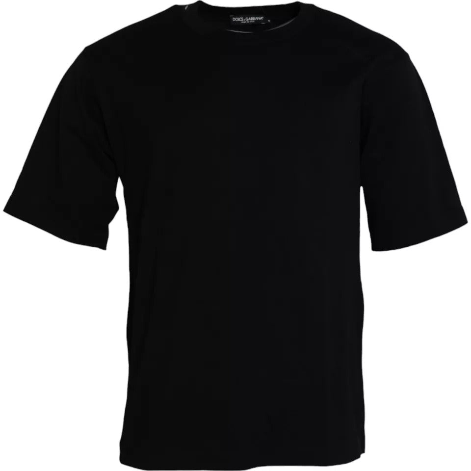 Dolce & Gabbana Black Logo Embossed Cotton Crew Neck T-shirt by Dolce & Gabbana