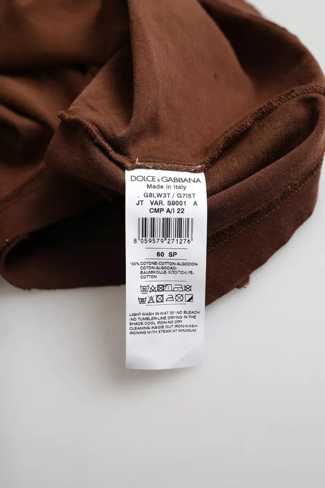 Dolce & Gabbana Brown Color Splash Cotton Crew Neck T-shirt by Dolce & Gabbana
