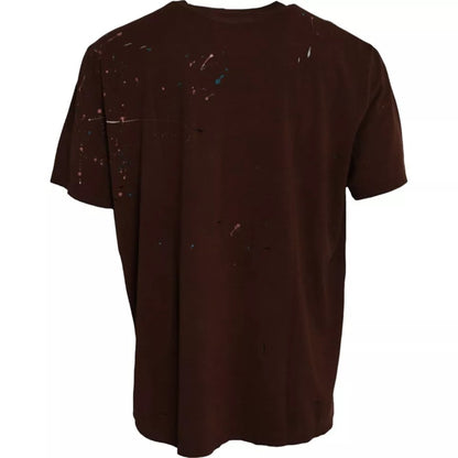 Dolce & Gabbana Brown Color Splash Cotton Crew Neck T-shirt by Dolce & Gabbana
