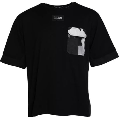 Dolce & Gabbana Black Cotton Pocket Short Sleeves Men T-shirt by Dolce & Gabbana