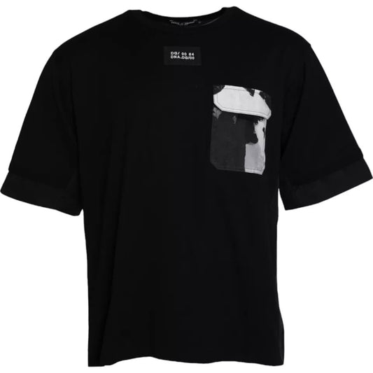 Dolce & Gabbana Black Cotton Pocket Short Sleeves Men T-shirt by Dolce & Gabbana