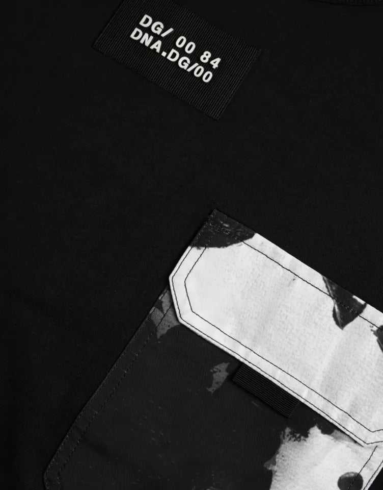 Dolce & Gabbana Black Cotton Pocket Short Sleeves Men T-shirt by Dolce & Gabbana