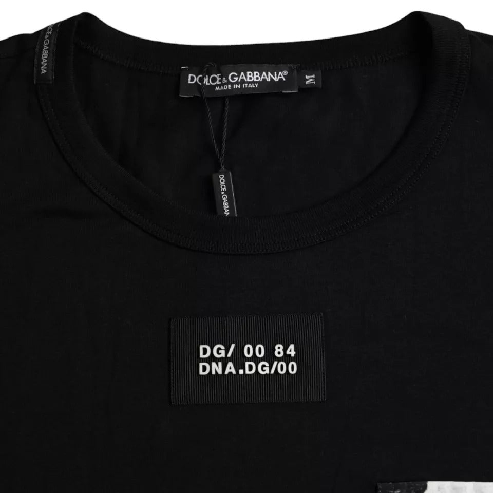 Dolce & Gabbana Black Cotton Pocket Short Sleeves Men T-shirt by Dolce & Gabbana