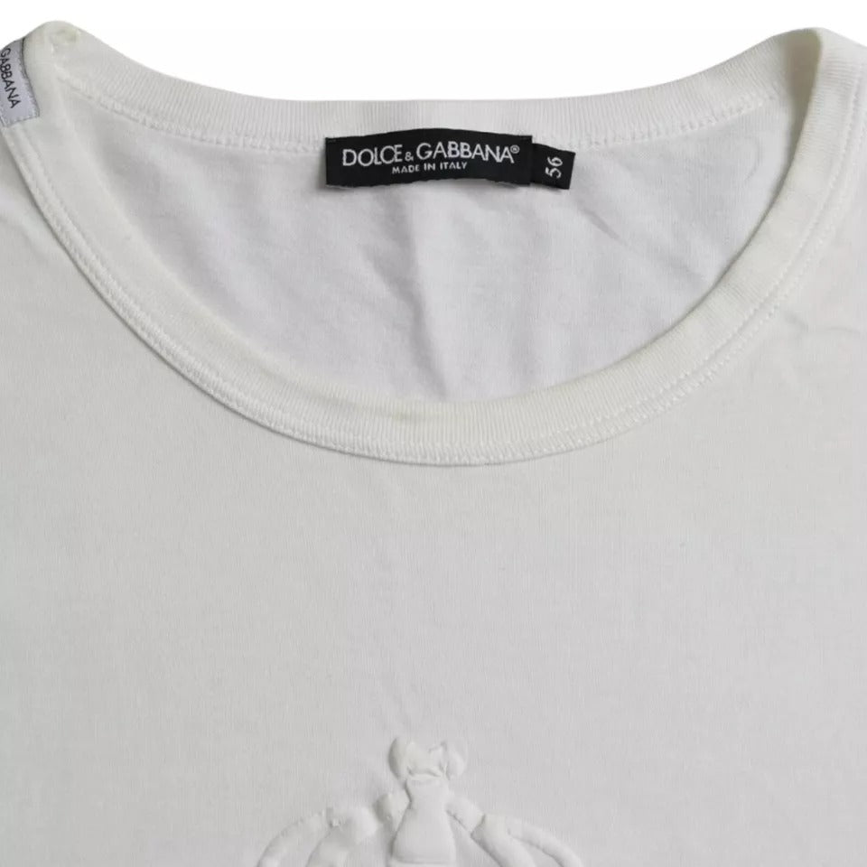 Dolce & Gabbana White Logo Embossed Cotton Crewneck T-shirt by Dolce & Gabbana