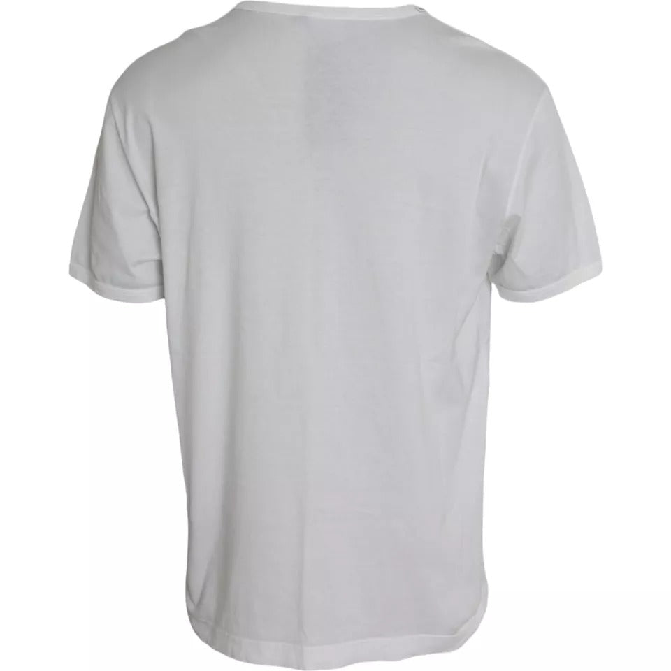 Dolce & Gabbana White Logo Embossed Cotton Crewneck T-shirt by Dolce & Gabbana