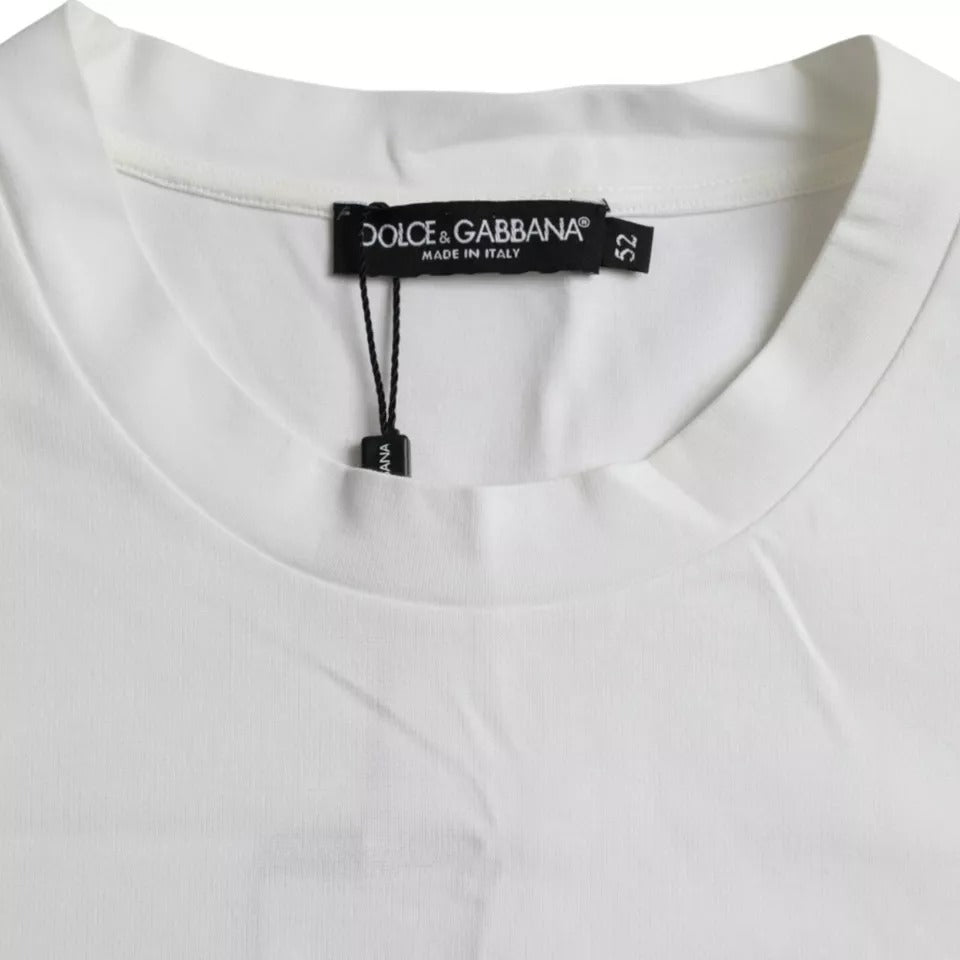 Dolce & Gabbana White Logo Round Neck Short Sleeves T-shirt by Dolce & Gabbana