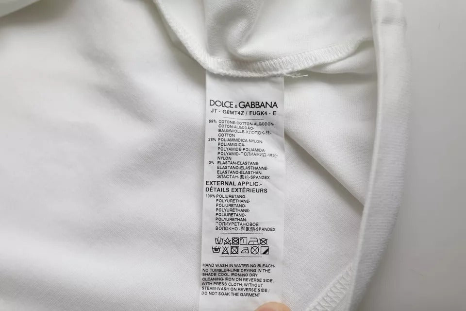 Dolce & Gabbana White Logo Round Neck Short Sleeves T-shirt by Dolce & Gabbana