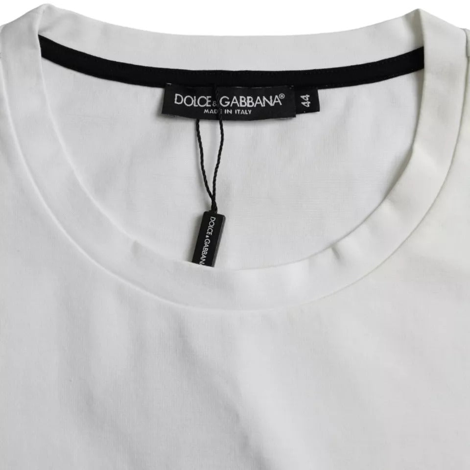 Dolce & Gabbana White Red Lips Print Cotton Men T-shirt by Dolce & Gabbana