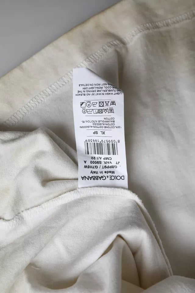Dolce & Gabbana Off White Logo Cotton Crew Neck T-shirt by Dolce & Gabbana