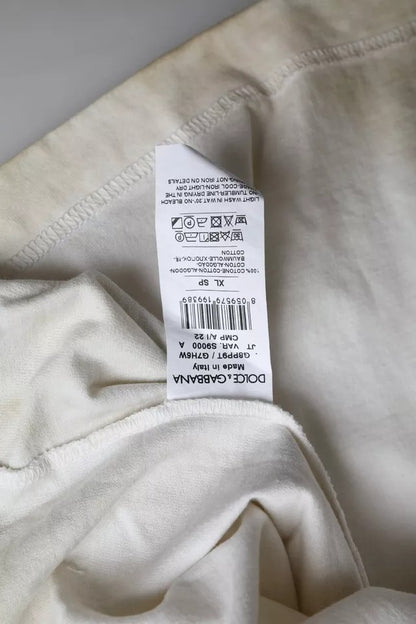 Dolce & Gabbana Off White Logo Cotton Crew Neck T-shirt by Dolce & Gabbana