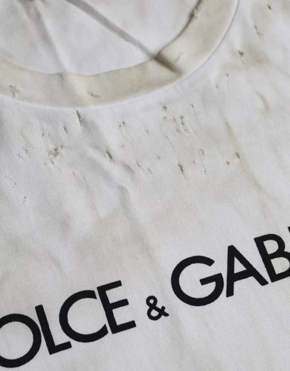 Dolce & Gabbana Off White Logo Cotton Crew Neck T-shirt by Dolce & Gabbana
