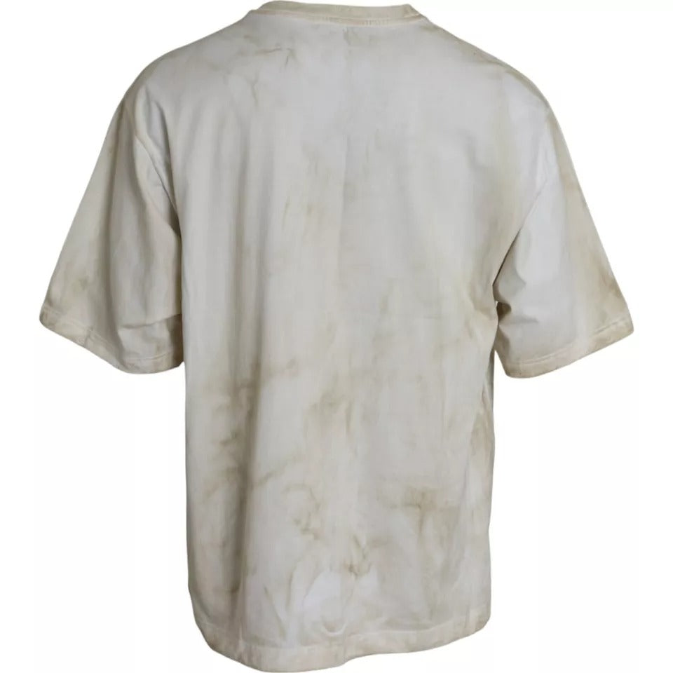 Dolce & Gabbana Off White Logo Cotton Crew Neck T-shirt by Dolce & Gabbana