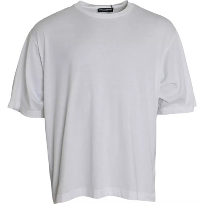 Dolce & Gabbana White Cotton Round Neck Short Sleeve T-shirt by Dolce & Gabbana