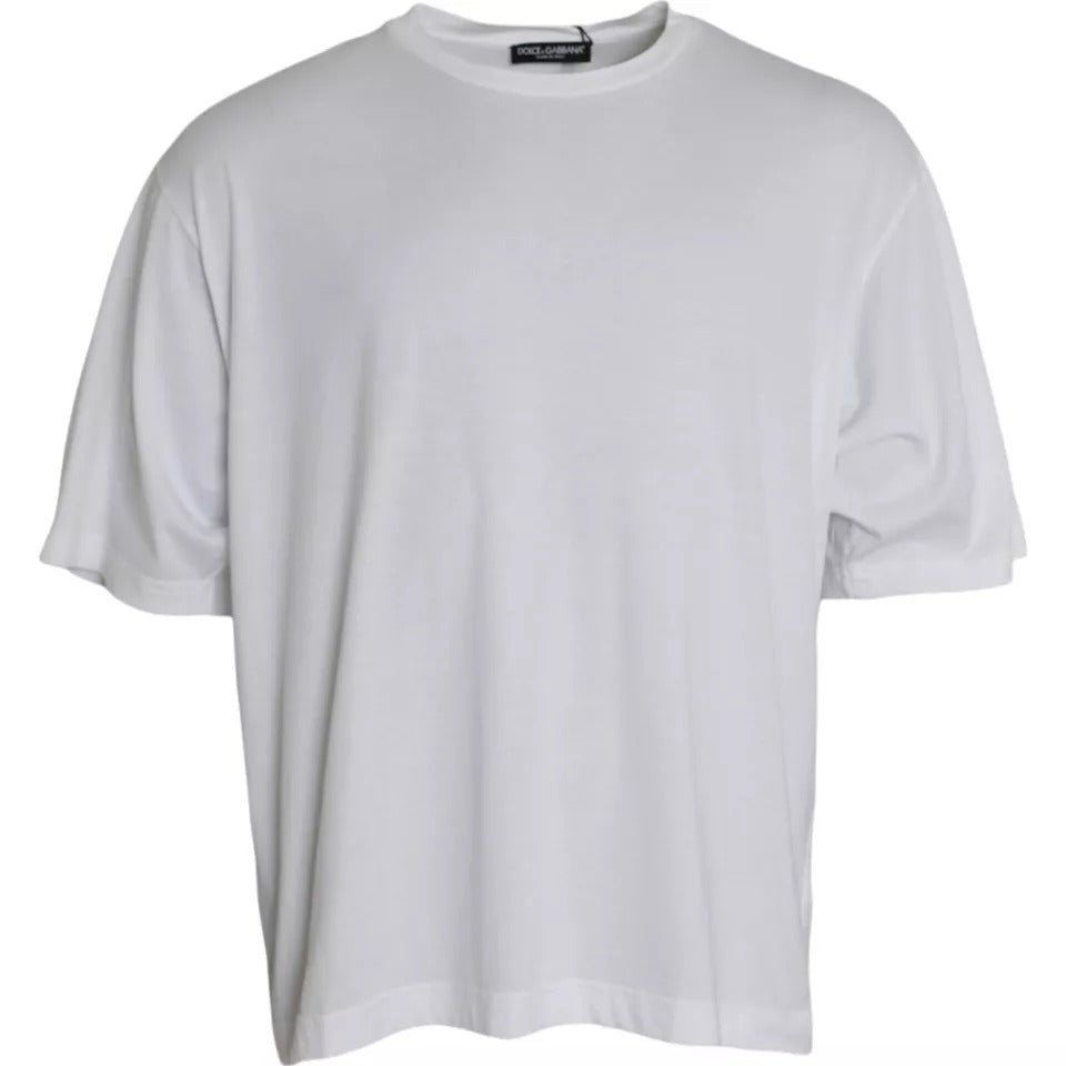 Dolce & Gabbana White Cotton Round Neck Short Sleeve T-shirt by Dolce & Gabbana