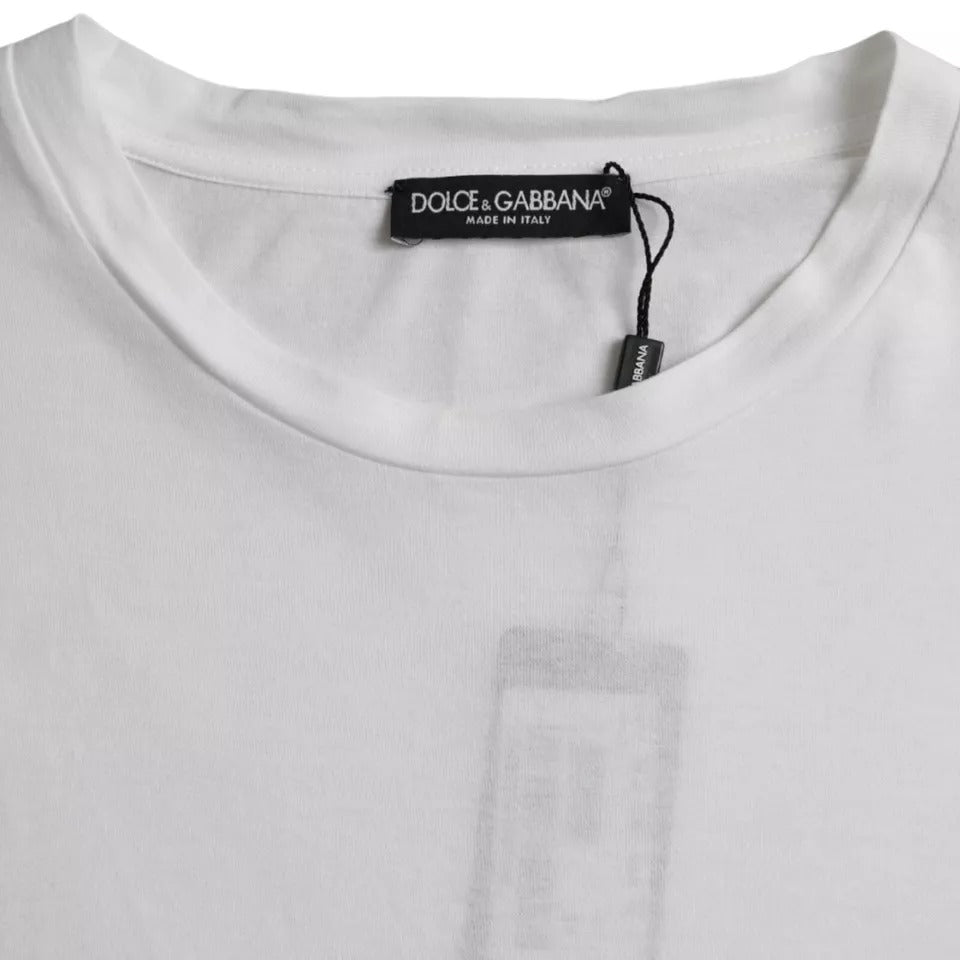 Dolce & Gabbana White Cotton Round Neck Short Sleeve T-shirt by Dolce & Gabbana
