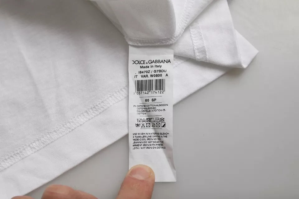 Dolce & Gabbana White Cotton Round Neck Short Sleeve T-shirt by Dolce & Gabbana