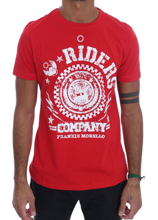 T-shirt ras du cou rouge chic « RIDERS » de Frankie Morello