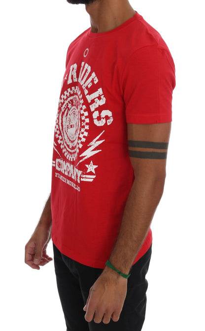 T-shirt ras du cou rouge chic « RIDERS » de Frankie Morello