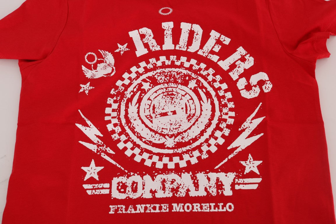 T-shirt ras du cou rouge chic « RIDERS » de Frankie Morello