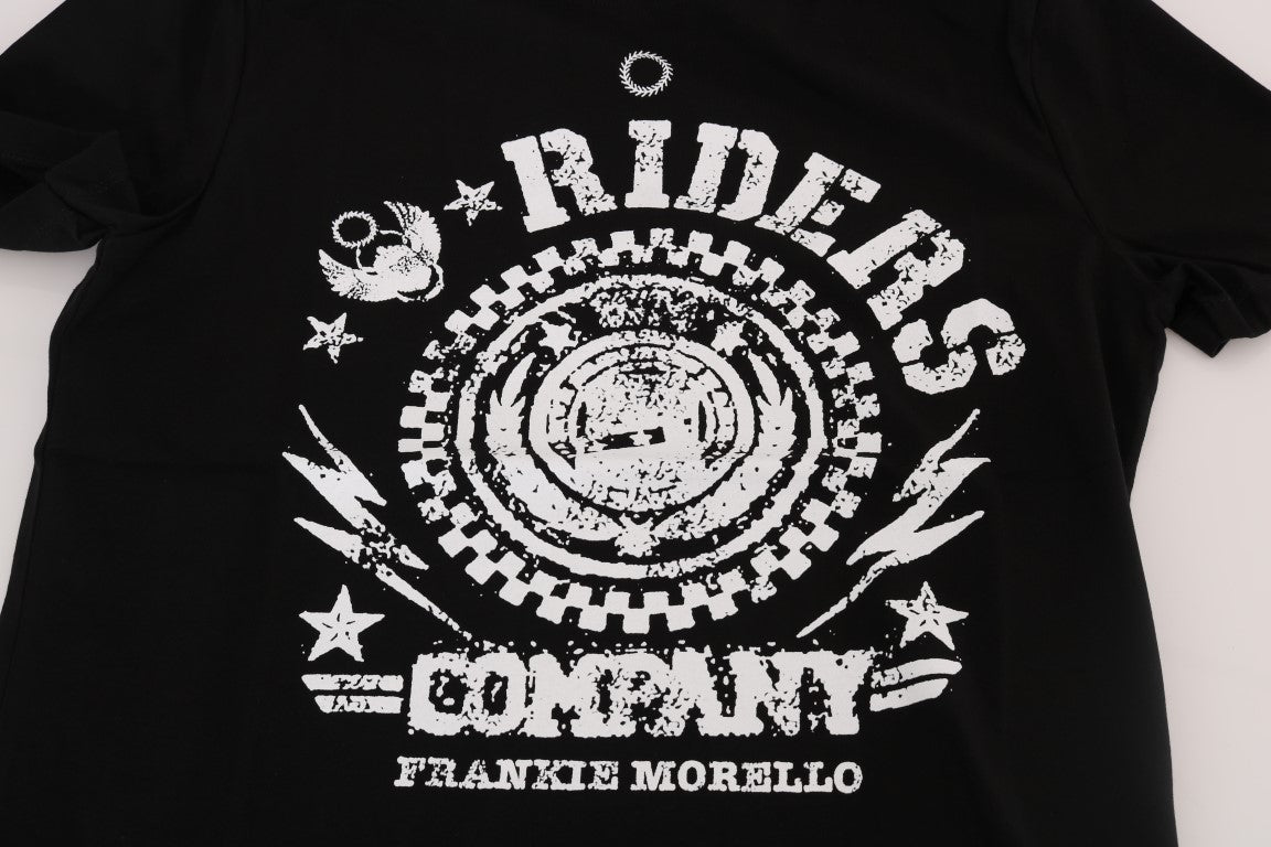 T-shirt ras du cou noir chic Frankie Morello avec motif « RIDERS »