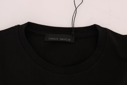 T-shirt ras du cou noir chic Frankie Morello avec motif « RIDERS »