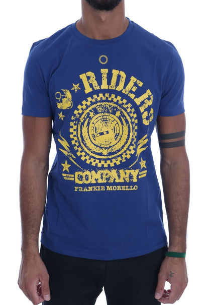T-shirt en coton à motif cavaliers bleus élégant de Frankie Morello